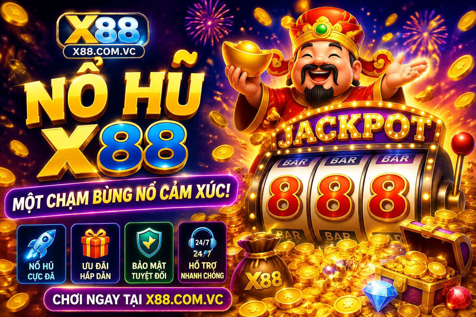 X88 promo and game display Hình ảnh giao diện game và ưu đãi X88