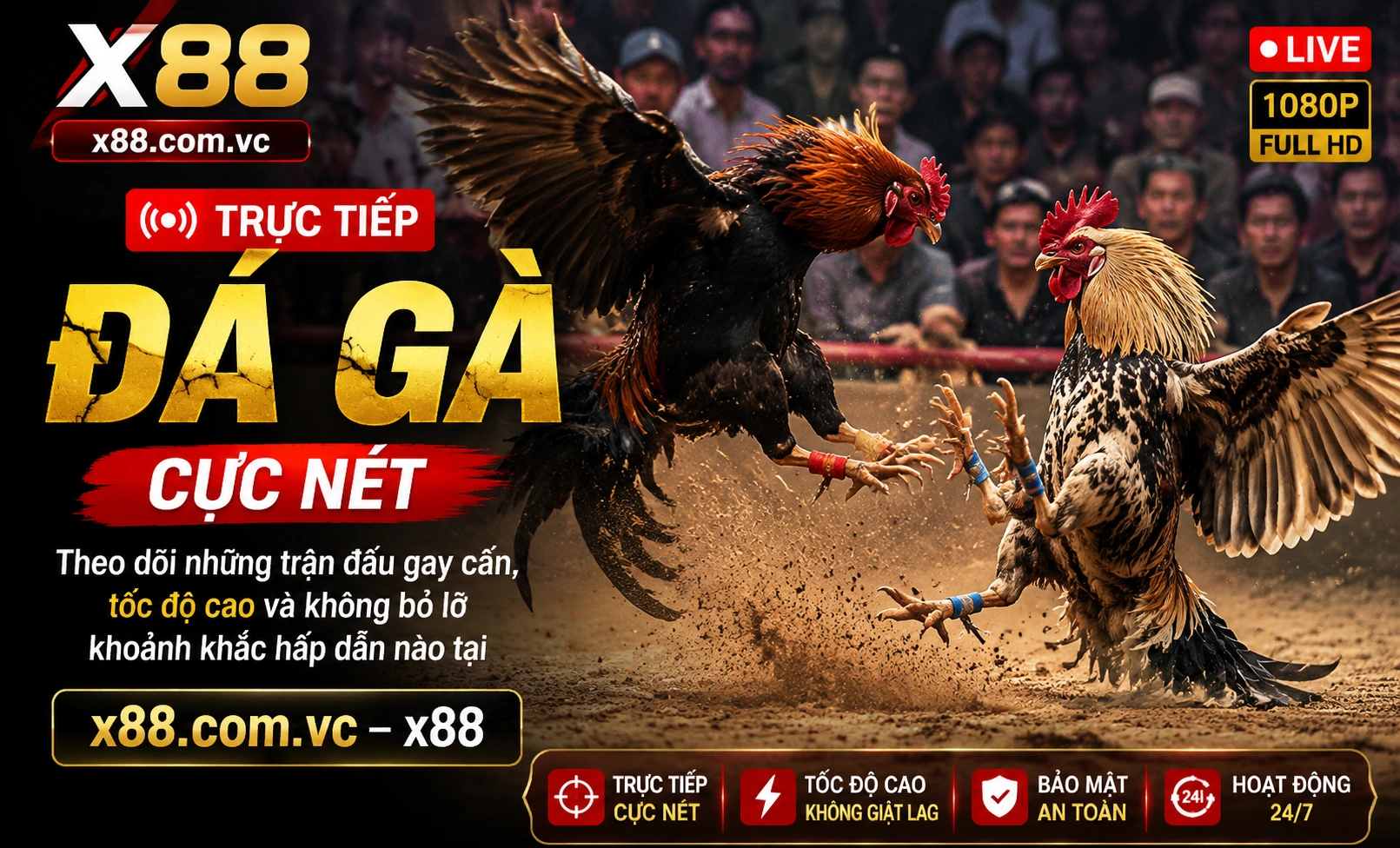 Khu Đá Gà X88 hiển thị trên giao diện mobile